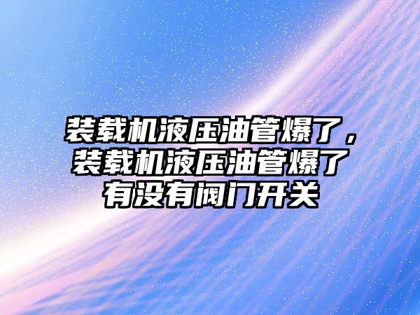 裝載機液壓油管爆了，裝載機液壓油管爆了有沒有閥門開關