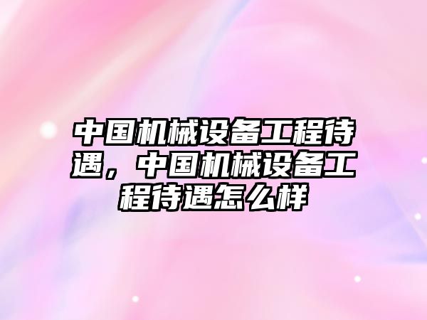 中國機(jī)械設(shè)備工程待遇，中國機(jī)械設(shè)備工程待遇怎么樣