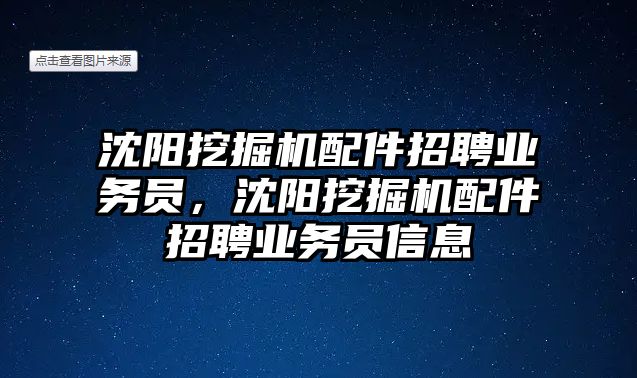 沈陽挖掘機配件招聘業務員，沈陽挖掘機配件招聘業務員信息