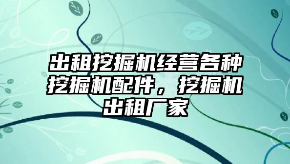 出租挖掘機經營各種挖掘機配件，挖掘機出租廠家