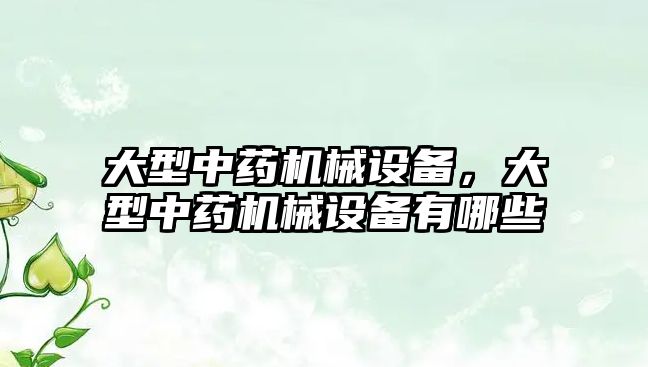 大型中藥機械設備，大型中藥機械設備有哪些