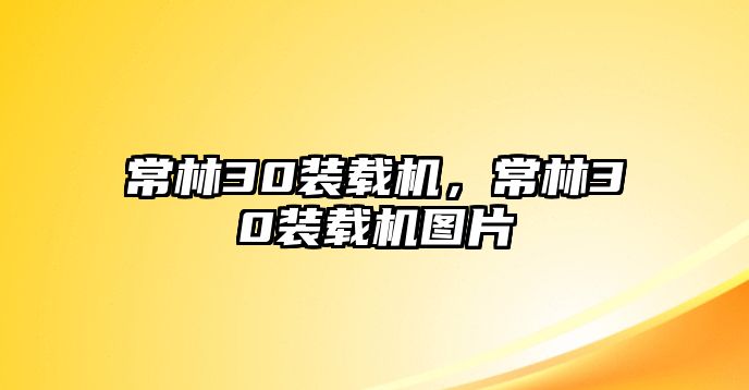 常林30裝載機，常林30裝載機圖片