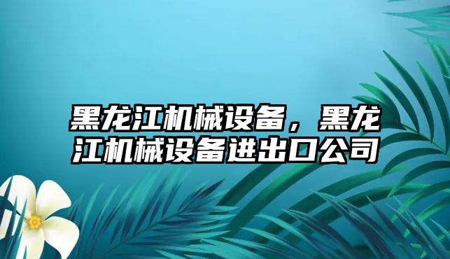 黑龍江機械設(shè)備，黑龍江機械設(shè)備進出口公司