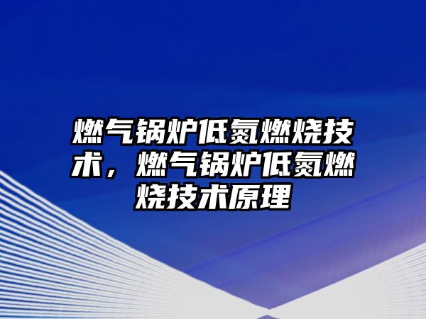 燃氣鍋爐低氮燃燒技術，燃氣鍋爐低氮燃燒技術原理