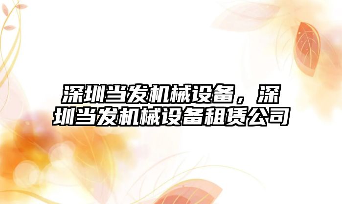 深圳當發(fā)機械設(shè)備，深圳當發(fā)機械設(shè)備租賃公司