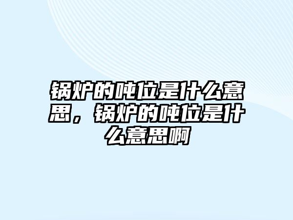 鍋爐的噸位是什么意思，鍋爐的噸位是什么意思啊