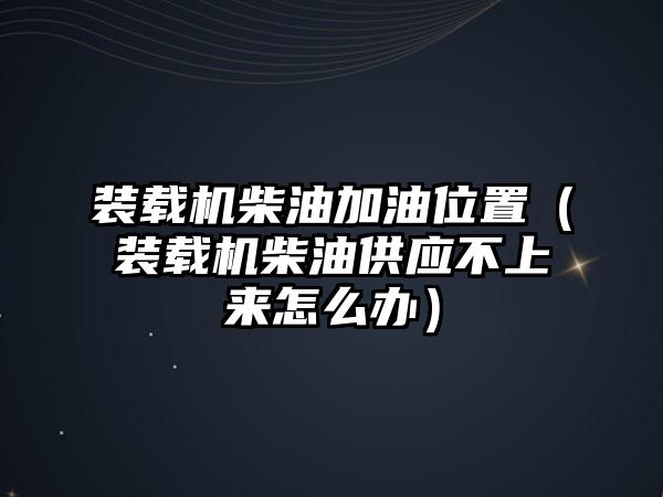 裝載機柴油加油位置（裝載機柴油供應(yīng)不上來怎么辦）