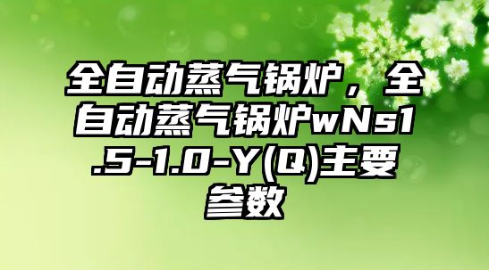 全自動蒸氣鍋爐，全自動蒸氣鍋爐wNs1.5-1.0-Y(Q)主要參數