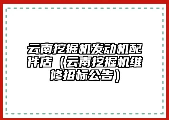 云南挖掘機發(fā)動機配件店（云南挖掘機維修招標(biāo)公告）