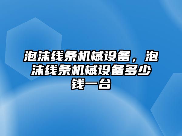 泡沫線條機械設備，泡沫線條機械設備多少錢一臺