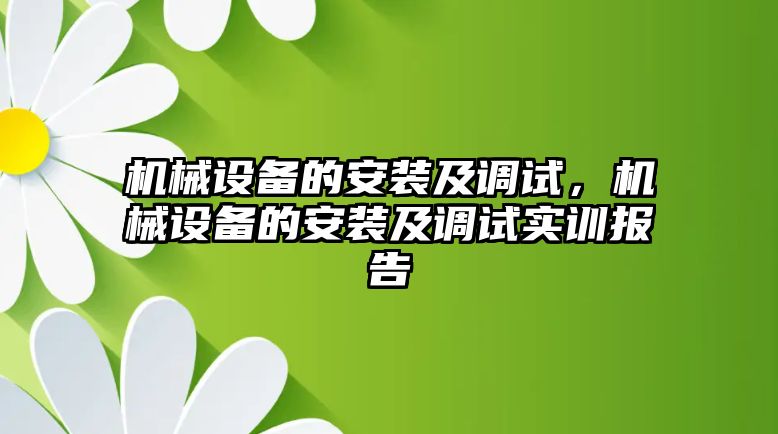 機械設(shè)備的安裝及調(diào)試，機械設(shè)備的安裝及調(diào)試實訓(xùn)報告