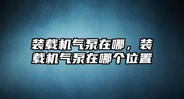 裝載機氣泵在哪，裝載機氣泵在哪個位置