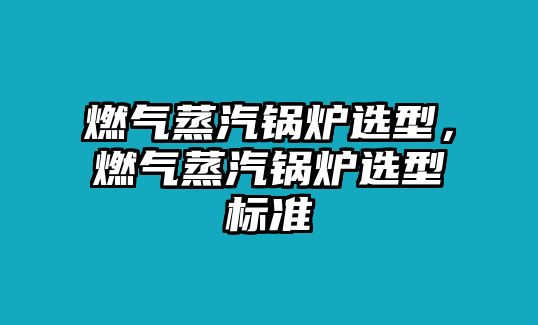 燃氣蒸汽鍋爐選型，燃氣蒸汽鍋爐選型標準