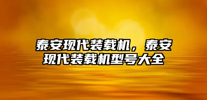 泰安現代裝載機，泰安現代裝載機型號大全