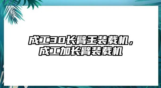 成工30長臂王裝載機，成工加長臂裝載機