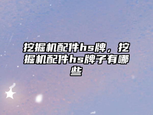 挖掘機配件hs牌，挖掘機配件hs牌子有哪些