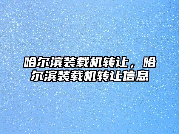 哈爾濱裝載機轉讓，哈爾濱裝載機轉讓信息