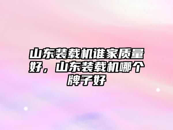 山東裝載機(jī)誰家質(zhì)量好，山東裝載機(jī)哪個(gè)牌子好