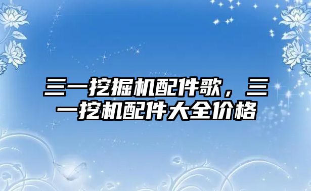 三一挖掘機配件歌，三一挖機配件大全價格