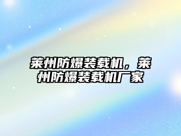 萊州防爆裝載機，萊州防爆裝載機廠家