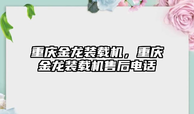 重慶金龍裝載機，重慶金龍裝載機售后電話