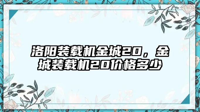 洛陽裝載機金城20，金城裝載機20價格多少