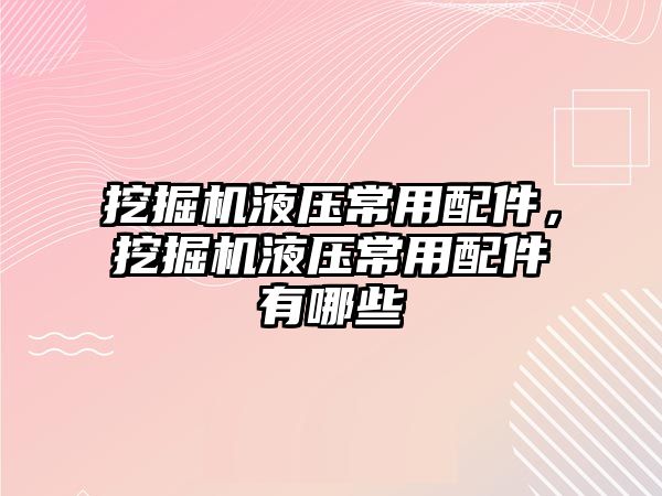 挖掘機液壓常用配件，挖掘機液壓常用配件有哪些