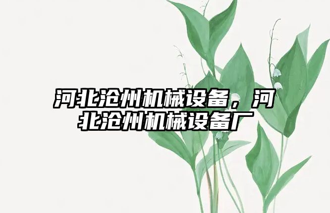 河北滄州機械設備，河北滄州機械設備廠