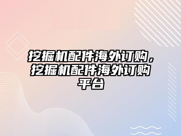 挖掘機配件海外訂購，挖掘機配件海外訂購平臺