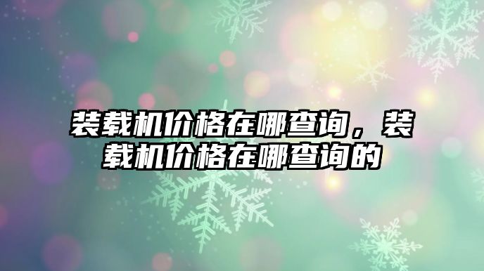 裝載機(jī)價格在哪查詢，裝載機(jī)價格在哪查詢的