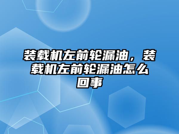 裝載機左前輪漏油，裝載機左前輪漏油怎么回事