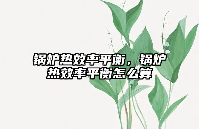 鍋爐熱效率平衡，鍋爐熱效率平衡怎么算