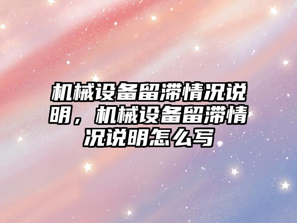 機械設備留滯情況說明，機械設備留滯情況說明怎么寫