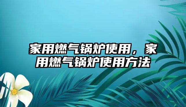 家用燃氣鍋爐使用，家用燃氣鍋爐使用方法