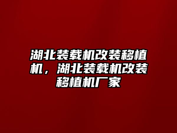 湖北裝載機改裝移植機，湖北裝載機改裝移植機廠家