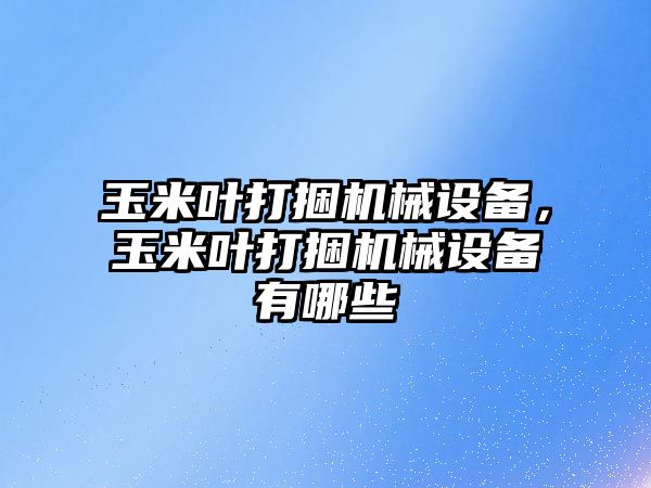 玉米葉打捆機械設備，玉米葉打捆機械設備有哪些