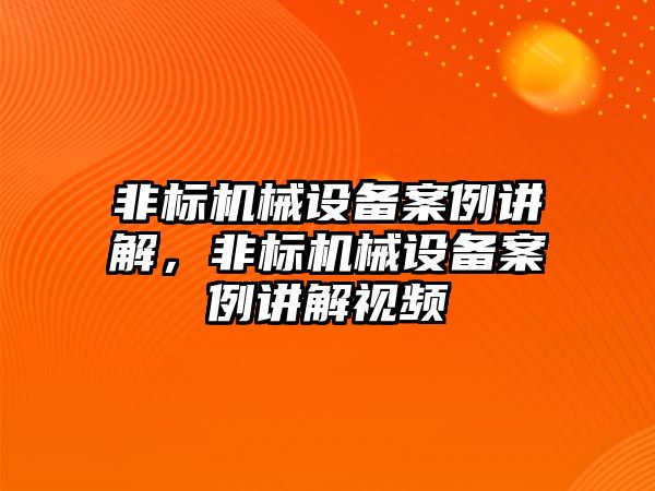 非標機械設備案例講解，非標機械設備案例講解視頻