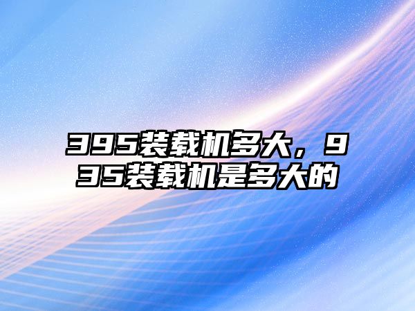 395裝載機多大，935裝載機是多大的