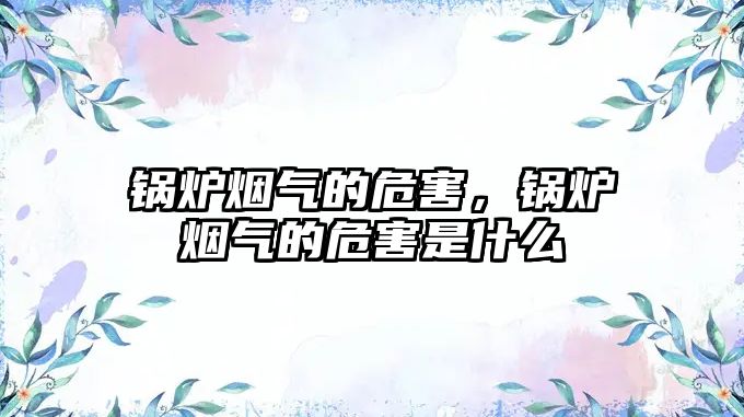 鍋爐煙氣的危害，鍋爐煙氣的危害是什么