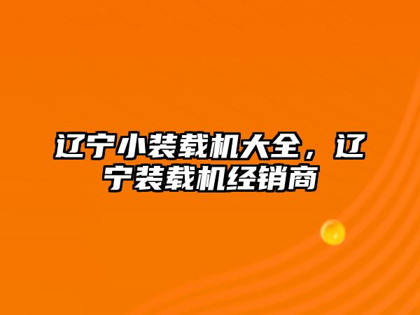 遼寧小裝載機大全，遼寧裝載機經銷商