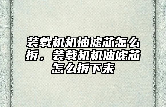 裝載機機油濾芯怎么拆，裝載機機油濾芯怎么拆下來