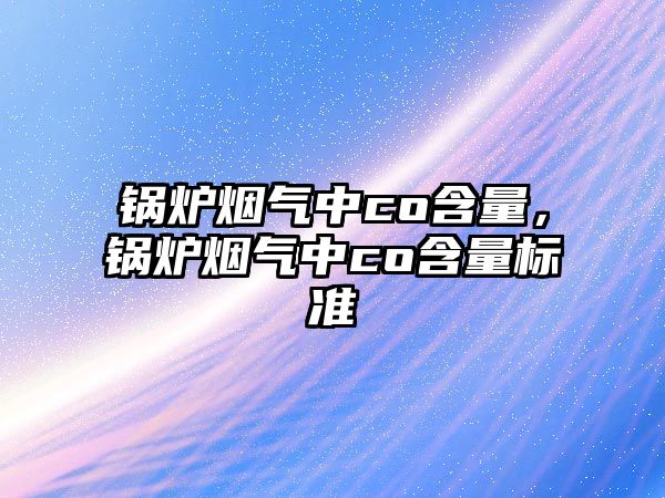 鍋爐煙氣中co含量，鍋爐煙氣中co含量標準