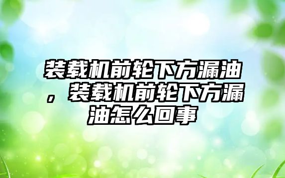 裝載機前輪下方漏油，裝載機前輪下方漏油怎么回事