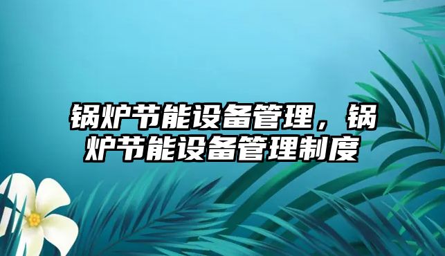 鍋爐節能設備管理，鍋爐節能設備管理制度