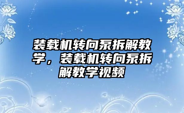 裝載機轉向泵拆解教學，裝載機轉向泵拆解教學視頻