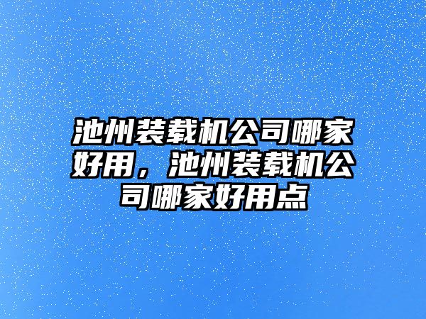 池州裝載機公司哪家好用，池州裝載機公司哪家好用點