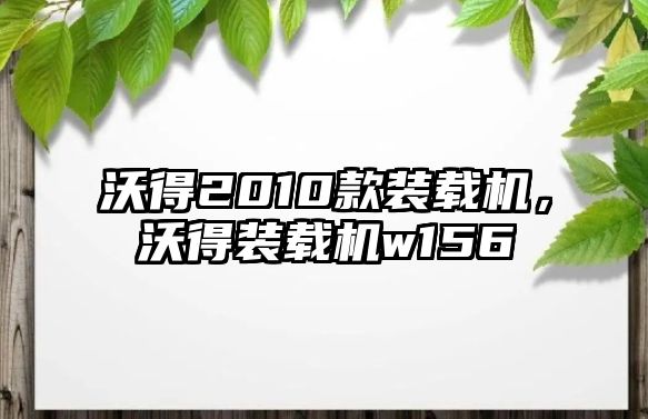 沃得2010款裝載機，沃得裝載機w156