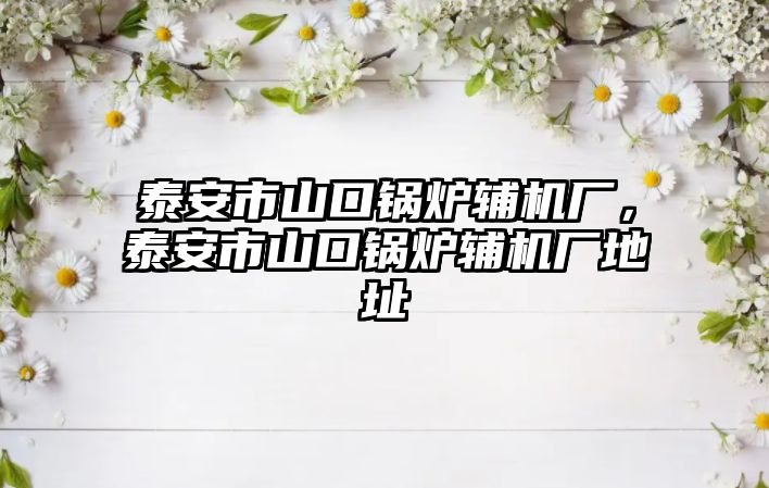 泰安市山口鍋爐輔機廠，泰安市山口鍋爐輔機廠地址