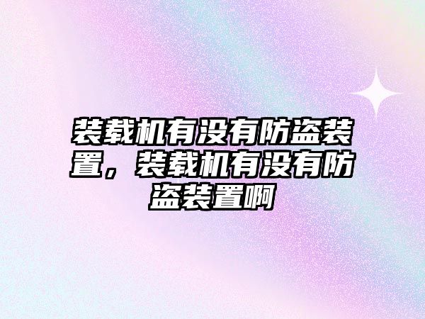 裝載機有沒有防盜裝置，裝載機有沒有防盜裝置啊