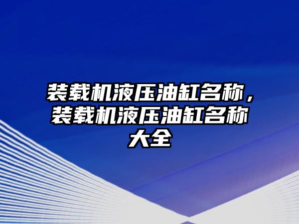 裝載機液壓油缸名稱，裝載機液壓油缸名稱大全